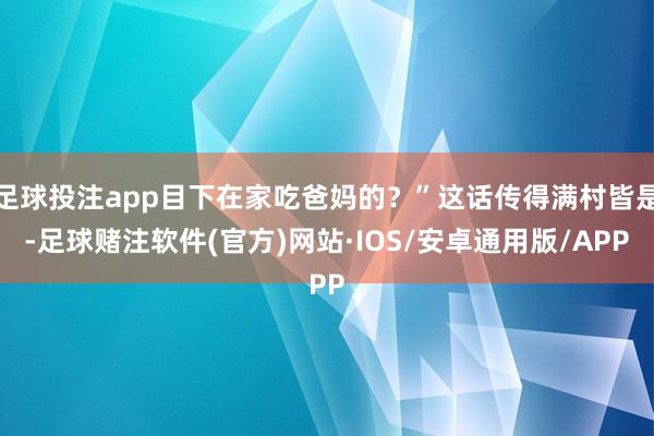 足球投注app目下在家吃爸妈的?”这话传得满村皆是-足球赌注软件(官方)网站·IOS/安卓通用版/APP