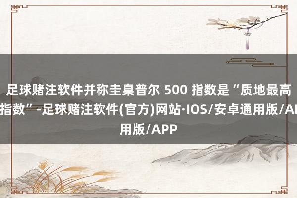 足球赌注软件并称圭臬普尔 500 指数是“质地最高的指数”-足球赌注软件(官方)网站·IOS/安卓通用版/APP