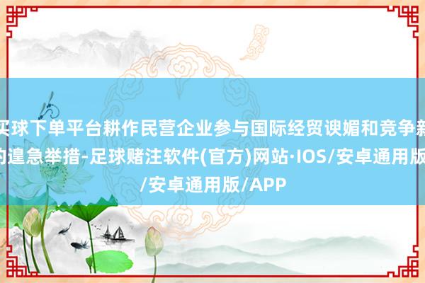 买球下单平台耕作民营企业参与国际经贸谀媚和竞争新上风的遑急举措-足球赌注软件(官方)网站·IOS/安卓通用版/APP