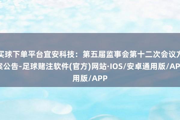 买球下单平台宜安科技：第五届监事会第十二次会议方案公告-足球赌注软件(官方)网站·IOS/安卓通用版/APP