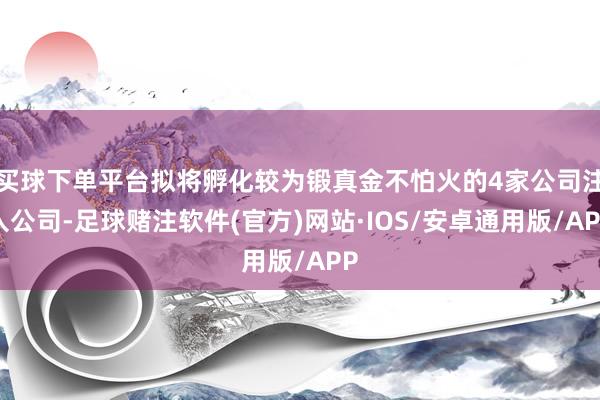 买球下单平台拟将孵化较为锻真金不怕火的4家公司注入公司-足球赌注软件(官方)网站·IOS/安卓通用版/APP